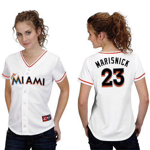 Jake Marisnick #23 mlb Jersey-Miami Marlins Women's Authentic Home White Cool Base Baseball Jersey